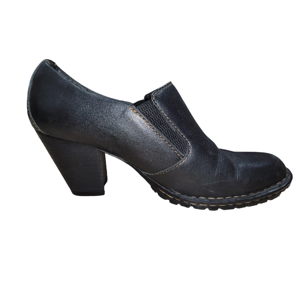Born Gertrude Womens Black‎ Leather Slip On Heel Pump Clog Shoes Sz 7 US / 38 EU - Picture 5 of 13